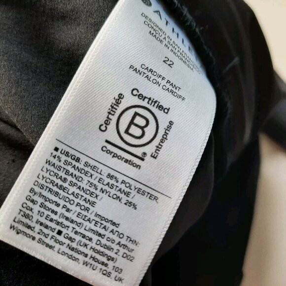 Athleta Cardiff Pants Womens 22 Black High Rise Pull On Ankle Office Tie Waist - Picture 9 of 15
